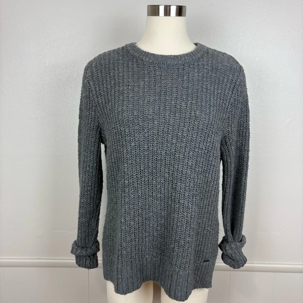 Abercrombie & Fitch Chunky Gray Pullover Sweater‎ Size L Fisherman Grunge Knit